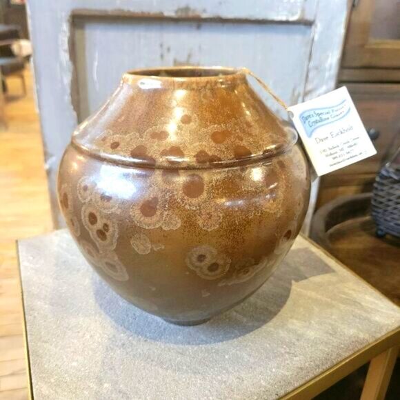 Vintage Dave Eickholt Crystalline Glaze Earthenware Pottery Vessel Vase - Picture 3 of 12